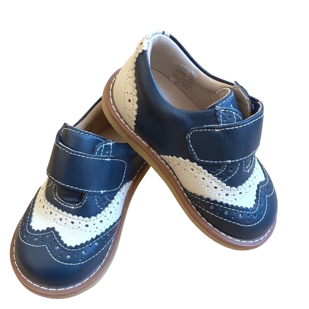 Elephantito Toddler Navy White Leather Wingtip Oxfordโ Spectator Shoes Size 6